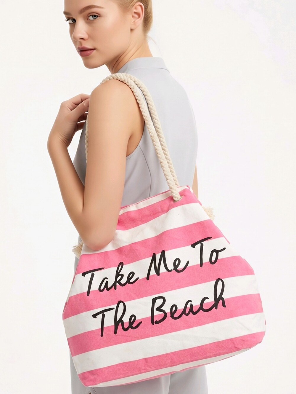 Victoria's Secret Pink and White Beach Bag